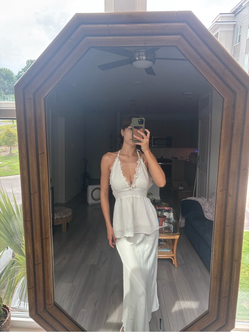 White Halter Linen Top